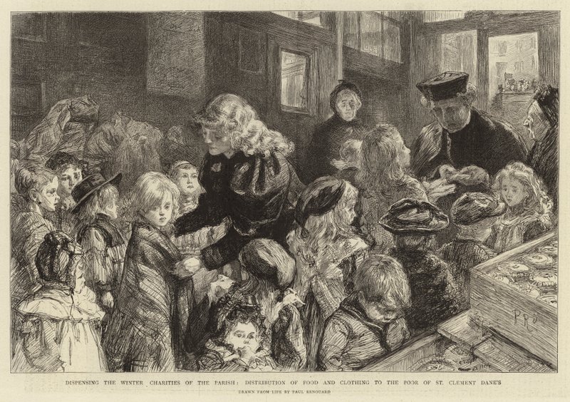 Dispensing the Winter Charities of the Parish, Distribution of Food and Clothing to the Poor of St Clement Dane