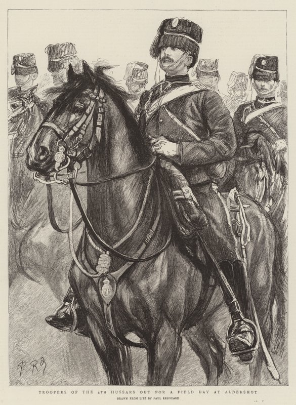 Troopers of the 4th Hussars Out for a Field Day at Aldershot by Charles Paul Renouard