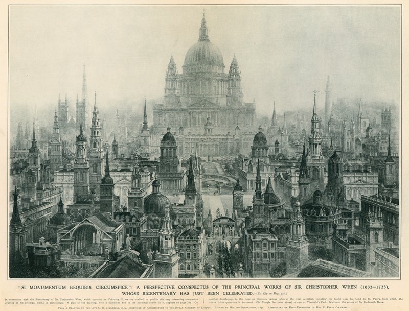 A perspective conspectus of the principal works of Sir Christopher Wren by Charles Robert Cockerell