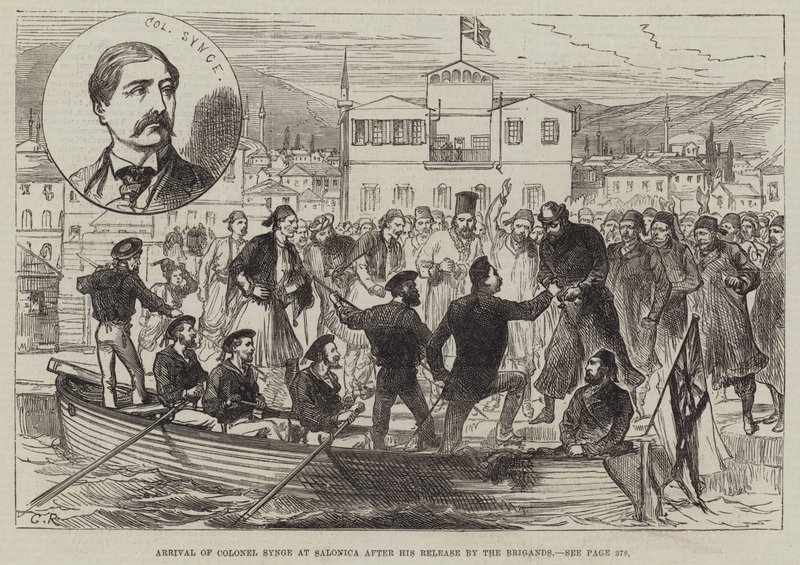 Arrival of Colonel Synge at Salonica after his Release by the Brigands by Sir John Charles Robinson
