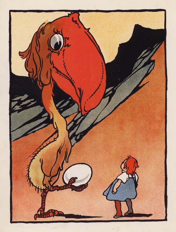 Nonsense: Boy with a Strange Bird Holding an Egg by Charles Robinson