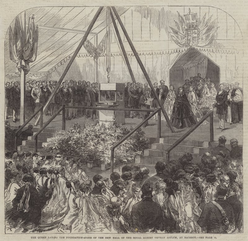 The Queen Laying the Foundation-Stone of the New Hall of the Royal Albert Orphan Asylum, at Bagshot by Sir John Charles Robinson