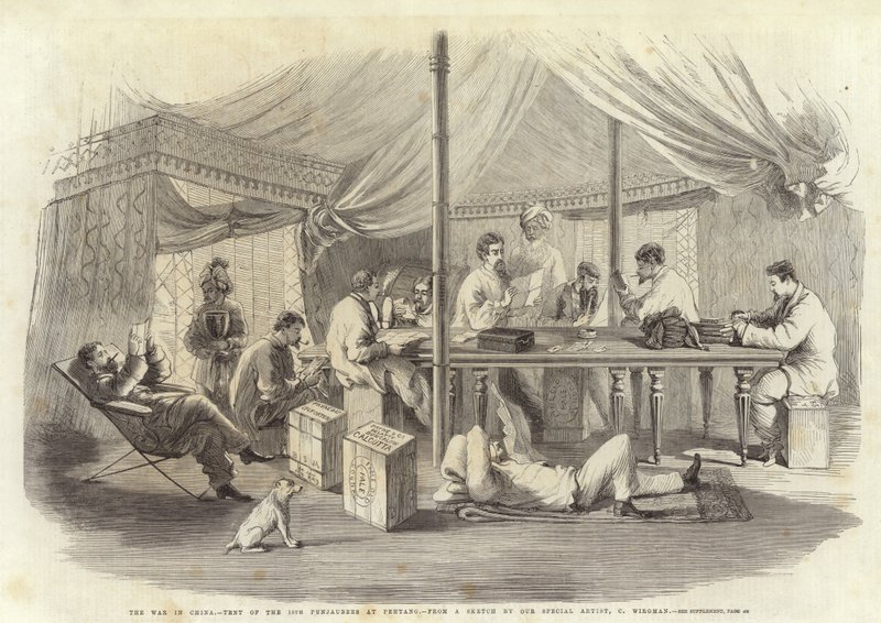 The War in China - Tent of the 15th Punjaubees at Pehtang by Charles Wirgman