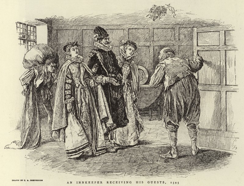 An Innkeeper receiving his Guests by Claude Shepperson