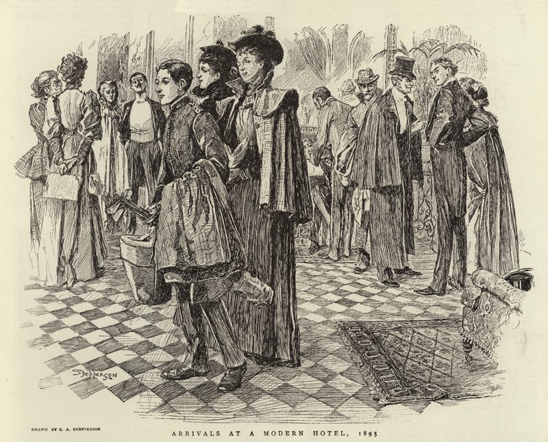 Arrivals at a Modern Hotel, 1895 by Claude Shepperson