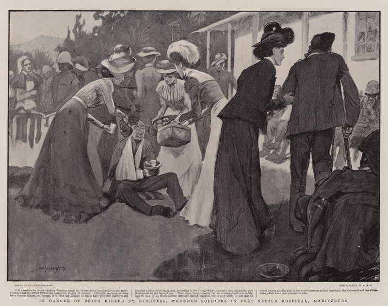 In Danger of Being killed by Kindness, Wounded Soldiers in Fort Napier Hospital, Maritzburg by Claude Shepperson