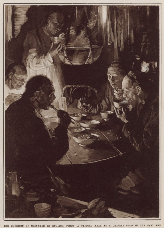 A typical meal at a Chinese shop in the East End by Cyrus Cuneo