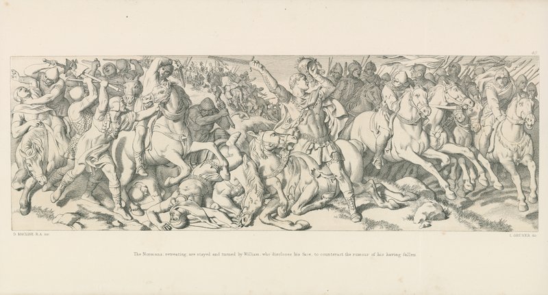 The Normans Retreating, Stayed and Turned by William, Who Discloses His Face to Counteract the Rumor of His Fall by Daniel Maclise