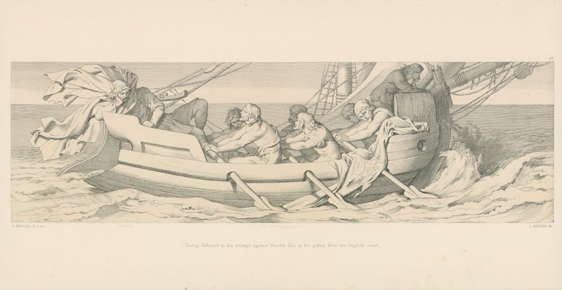 Tostig, defeated in his attempt against Harold, flies in his galley from the English Coast by Daniel Maclise