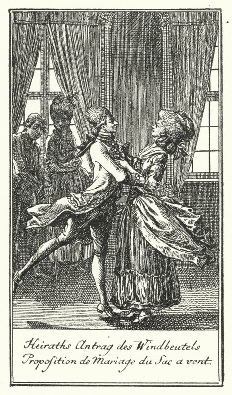 Marriage Proposal of the Windbag by Daniel Nikolaus (after) Chodowiecki