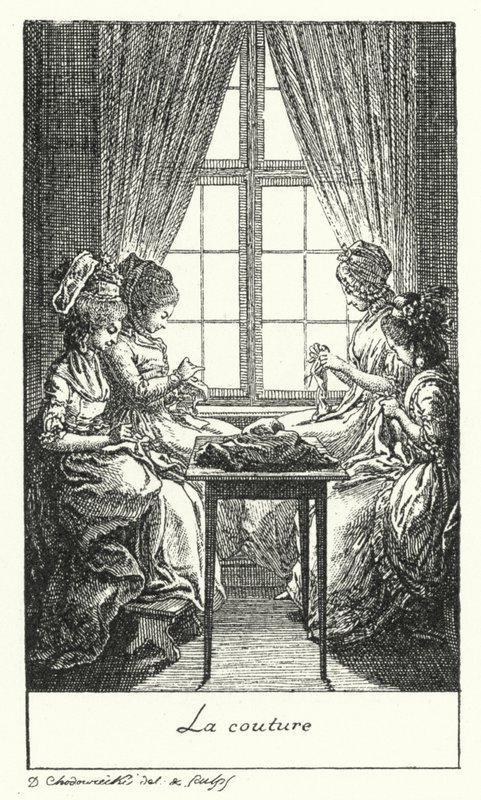 Sewing by Daniel Nikolaus (after) Chodowiecki