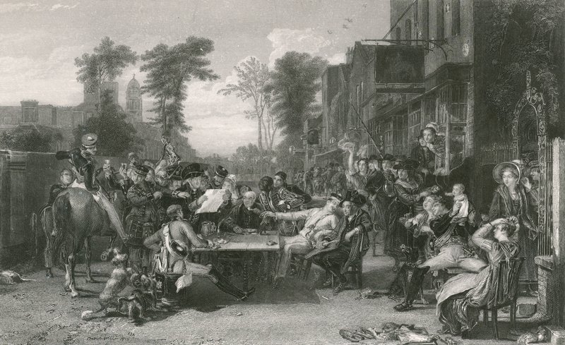 Chelsea pensioners reading the gazette of the Battle of Waterloo by David (after) Wilkie