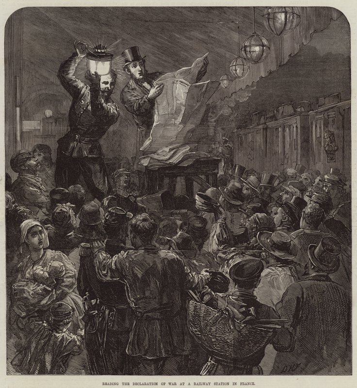 Reading the Declaration of War at a Railway Station in France by David Henry Friston