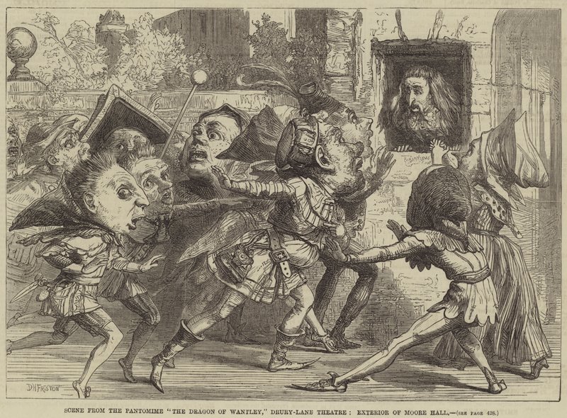 Scene from the Pantomime The Dragon of Wantley, Drury-Lane Theatre, Exterior of Moore Hall by David Henry Friston