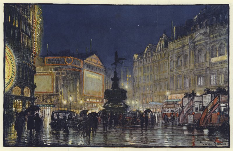 The Heart of the Empire, An Impression of Piccadilly Circus at Dusk by Donald Maxwell