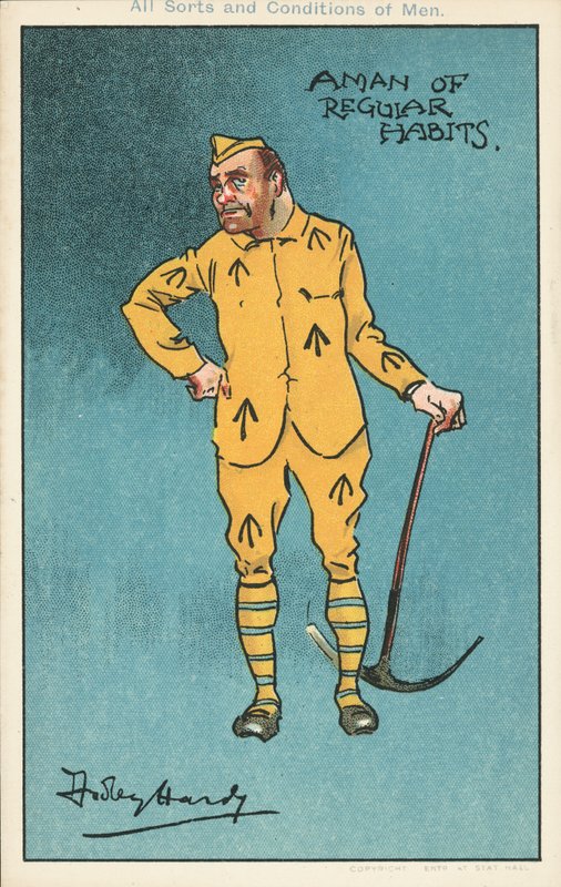 A man of regular habits: prisoner holding a pickaxe by Dudley Hardy