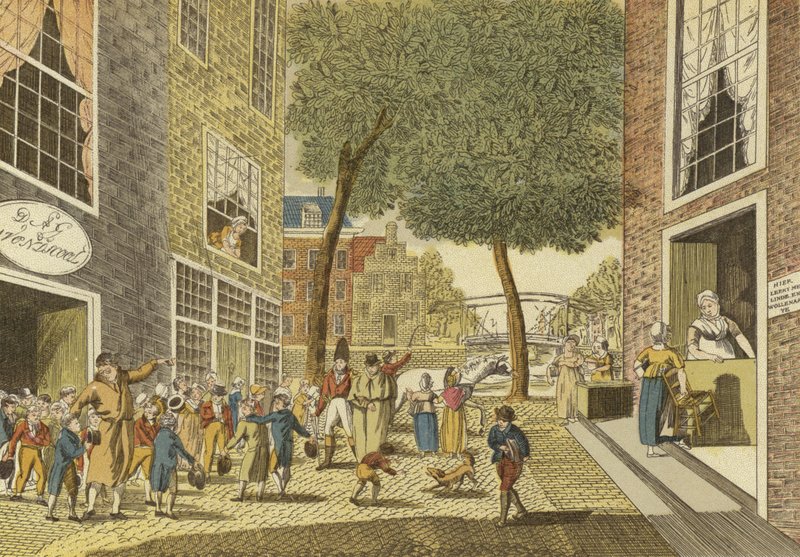 Children Coming Out of School, 1812 by Dutch School