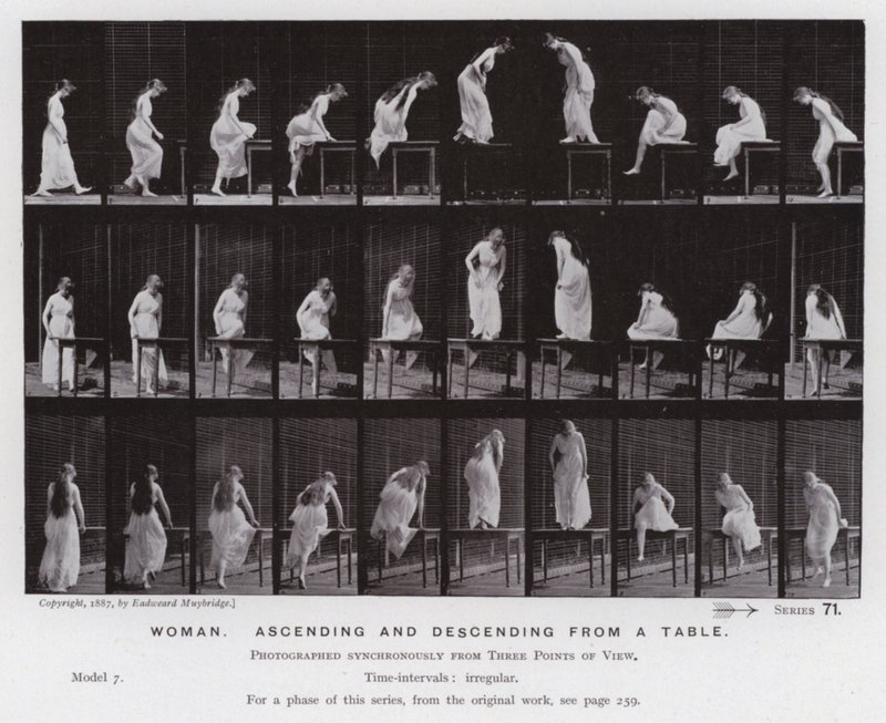 The Human Figure in Motion: Woman, ascending and descending from a table by Eadweard Muybridge