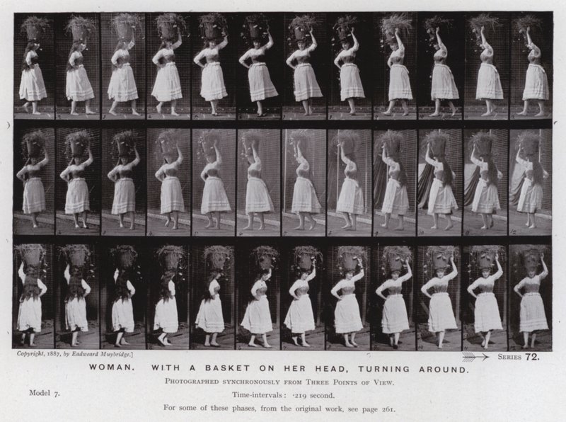 The Human Figure in Motion: Woman, with a basket on her head, turning around by Eadweard Muybridge