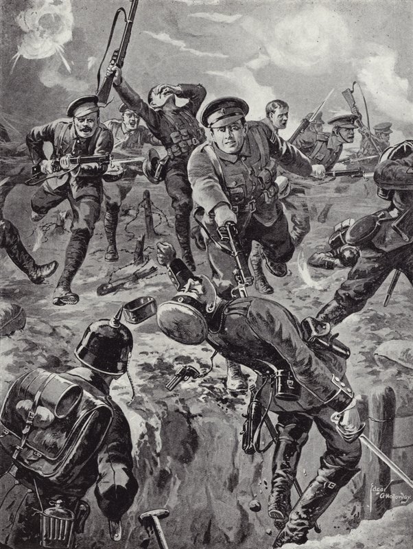 Corporal Joseph Davies and Eight Men Routing with Bayonets a Party of Germans, Delville Wood, France, 20 July 1916 by Edgar Alfred Holloway