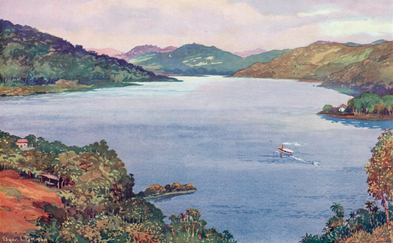 A glimpse of the great artificial lake at Riberao das Lages, built by the Rio de Janeiro Tramway, Light and Power Company by Edgar L. Pattison
