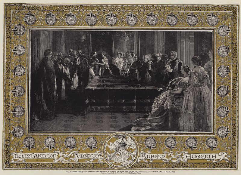 Her Majesty the Queen Investing the Emperor Napoleon III with the Order of the Garter at Windsor Castle, April 1855 by Edgar Melville Ward