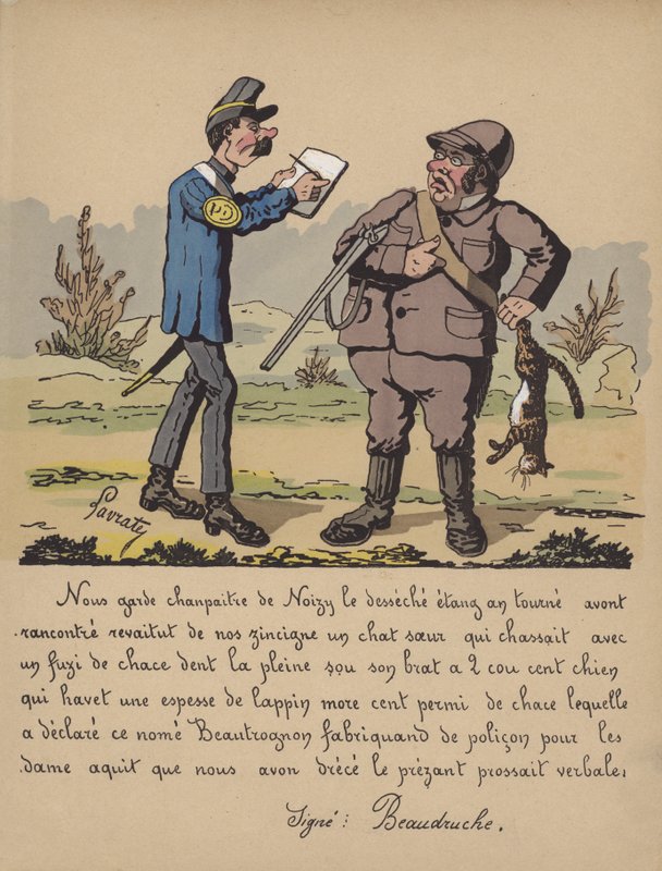 Gamekeeper with a Hunter Who Has Shot a Cat by Edmond Lavrate