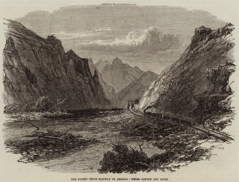 The Pacific Union Railway of America, Weber Canyon and River by Edmund Morison Wimperis