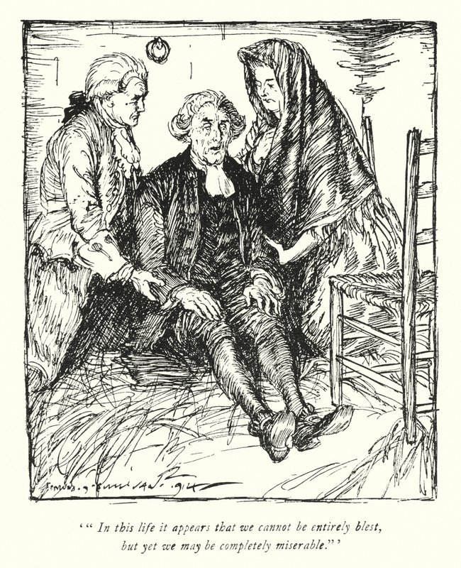 Illustration for The Vicar of Wakefield by Oliver Goldsmith by Edmund Joseph Sullivan