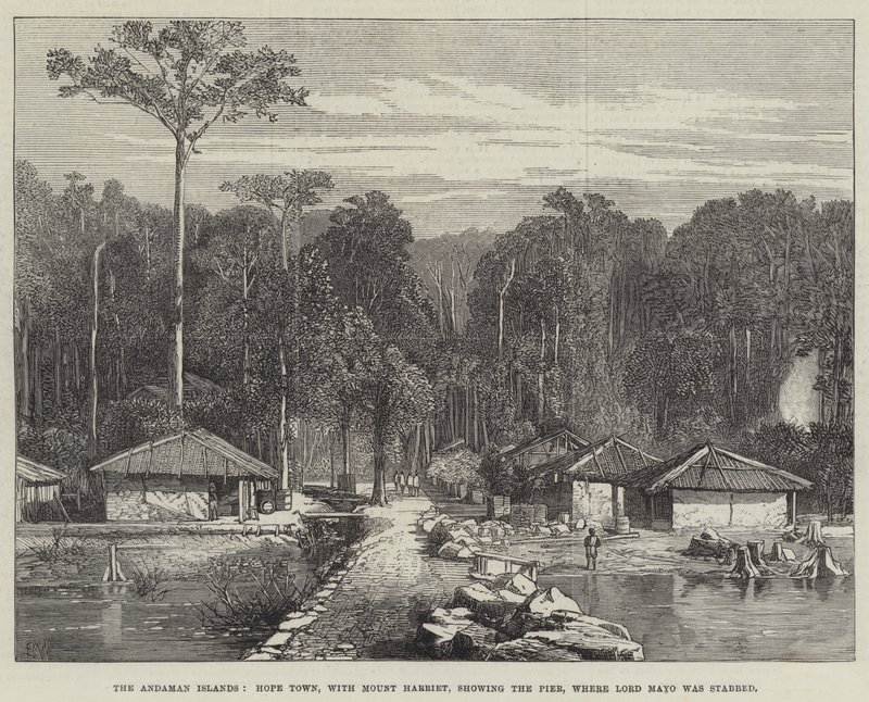 The Andaman Islands, Hope Town, with Mount Harriet, Showing the Pier, Where Lord Mayo Was Stabbed by Edmund Morison Wimperis
