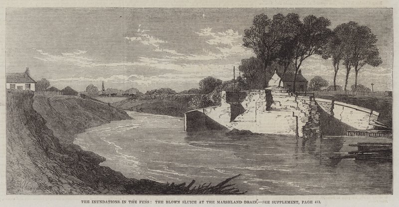 The Inundations in the Fens, the Blown Sluice at the Marshland Drain by Edmund Morison Wimperis