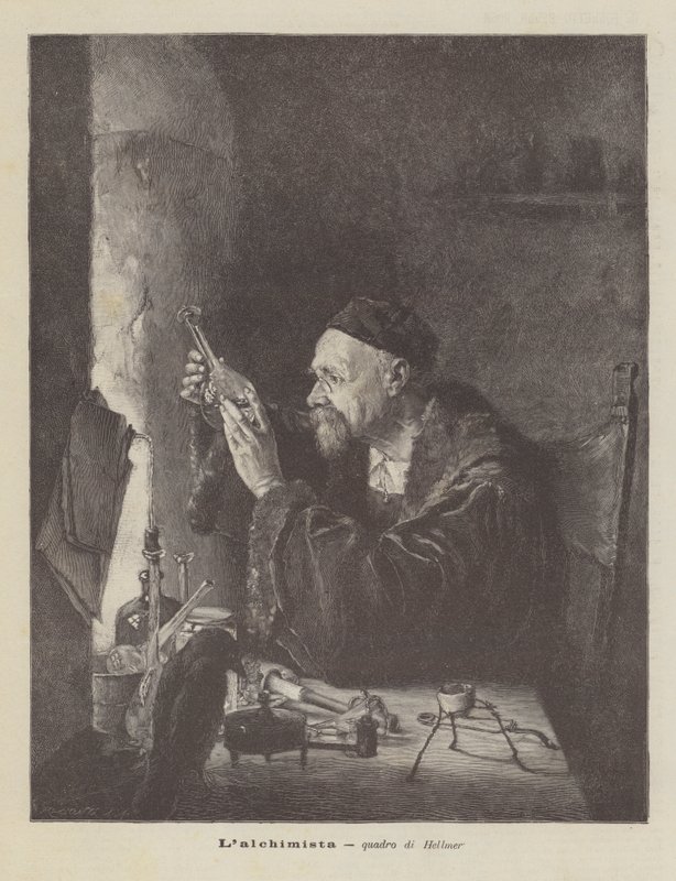 The Alchemist, painting by Hellmer by Edmund Ritter von Hellmer
