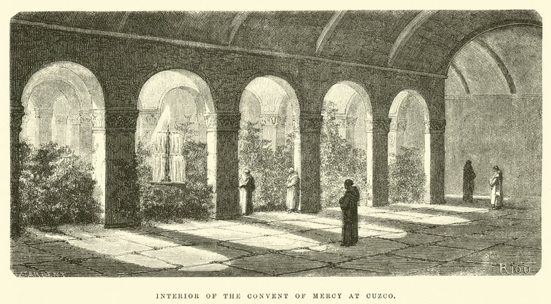 Interior of the Convent of Mercy at Cuzco by Edouard Riou