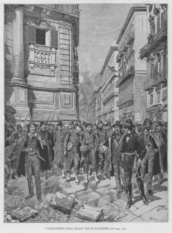 Royal Prisoners in the Streets of Palermo (engraving) by Edouardo Matania