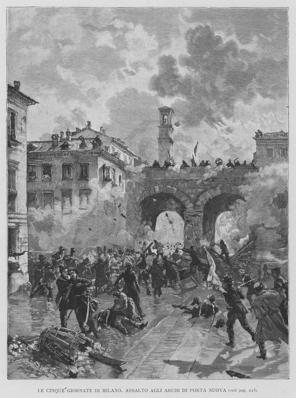 The Five Days of Milan, Assault on the Arches of Porta Nuova by Edouardo Matania