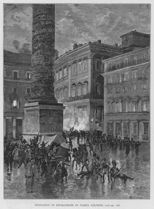 Attempted Revolution in Piazza Colonna by Edouardo Matania