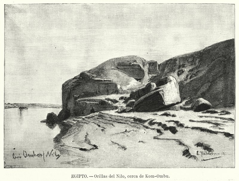Banks of the River Nile near Kom Ombo, Egypt by Eduard (after) Hildebrandt
