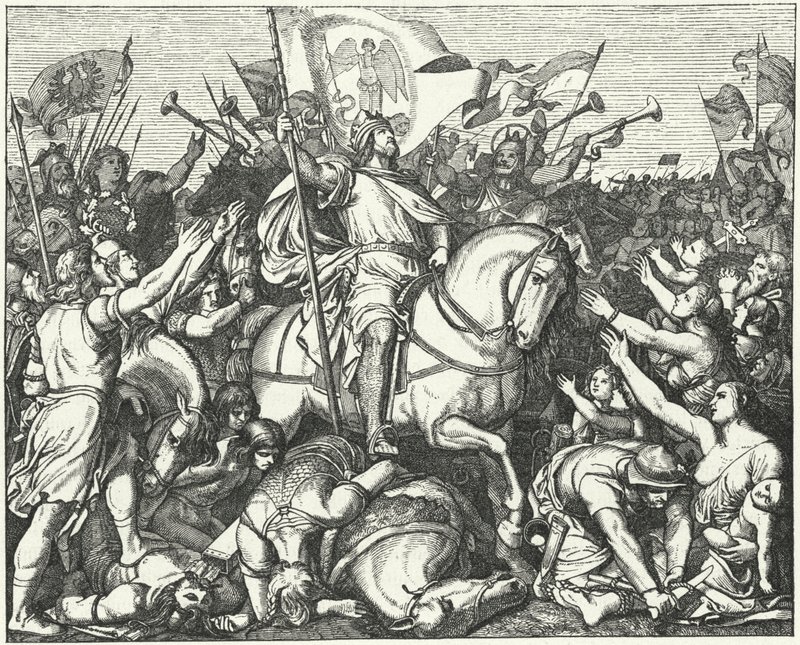 Henry the Fowler, King of East Francia, After His Victory Over the Magyars at the Battle of Riade, 933 by Eduard Bendemann