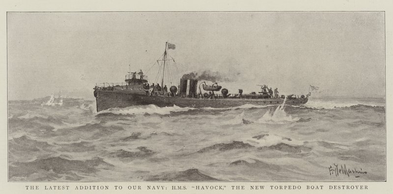 The Latest Addition to Our Navy, HMS Havock, the New Torpedo Boat Destroyer by Eduardo de Martino