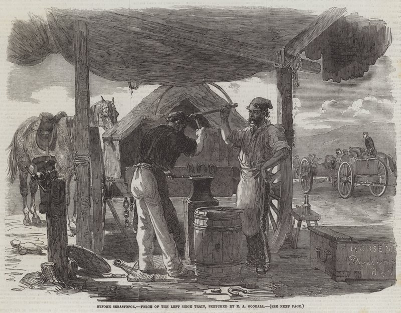 Before Sebastopol, Forge of the Left Siege Train by Edward Angelo Goodall
