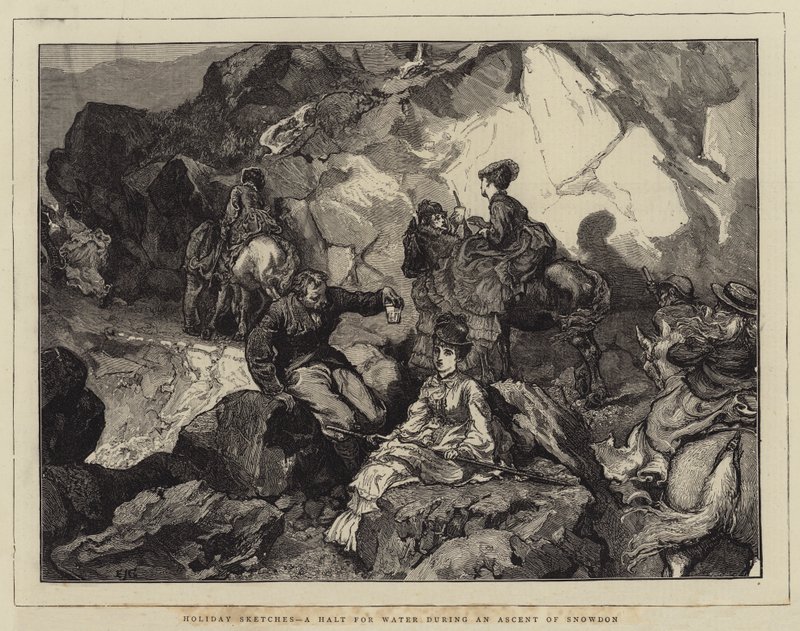 Holiday Sketches, a Halt for Water during an Ascent of Snowdon by Edward John Gregory