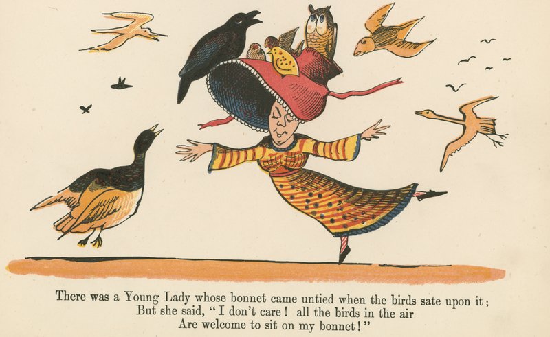 There was a Young Lady whose bonnet came untied when the birds sat upon it, from 