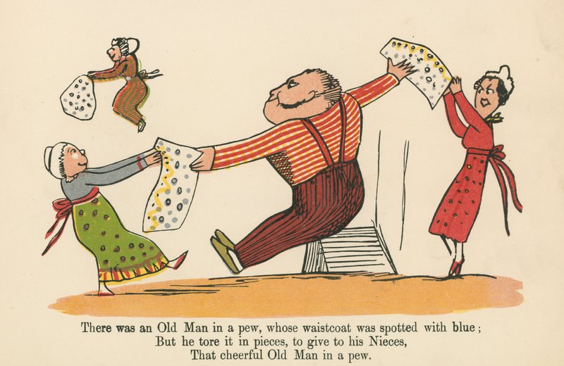 There was an Old Man in a pew, whose waistcoat was spotted with blue, from 