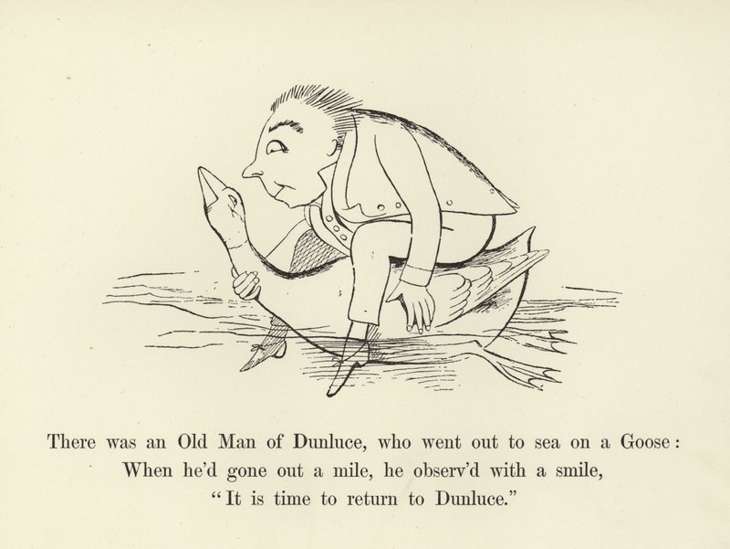 There was an Old Man of Dunluce, who went out to sea on a Goose by Edward Lear