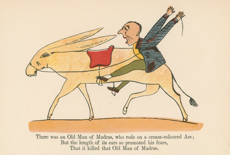 There was an Old Man of Madras, who rode on a cream-coloured Ass, from 