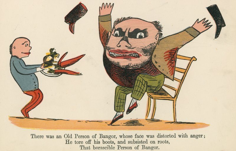 There was an Old Person of Bangor, Whose Face was Distorted with Anger, from 