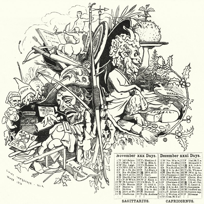 November and December (engraving) by Edward Linley (after) Sambourne