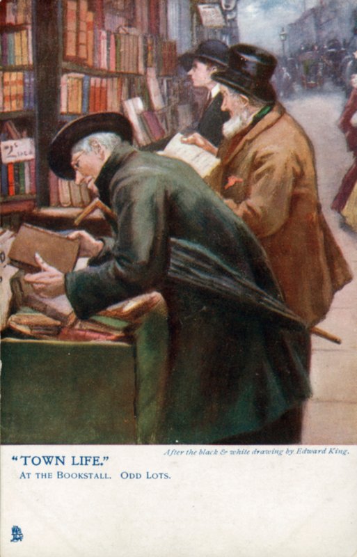 Town Life: Customers Browsing at a Book Stall by Edward R. King