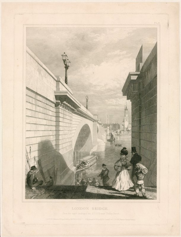 New London Bridge from the upper landing of the steps near Tooley Street by Edward William Cooke