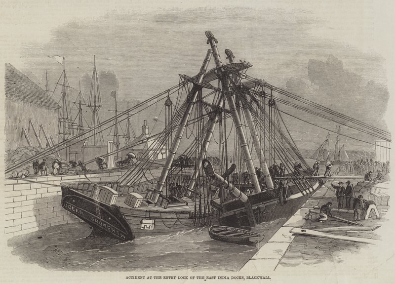 Accident at the Entry Lock of the East India Docks, Blackwall by Edwin Weedon